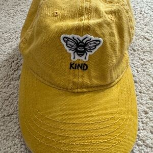 Yellow 'KIND' Bee Embroidered Baseball Cap
